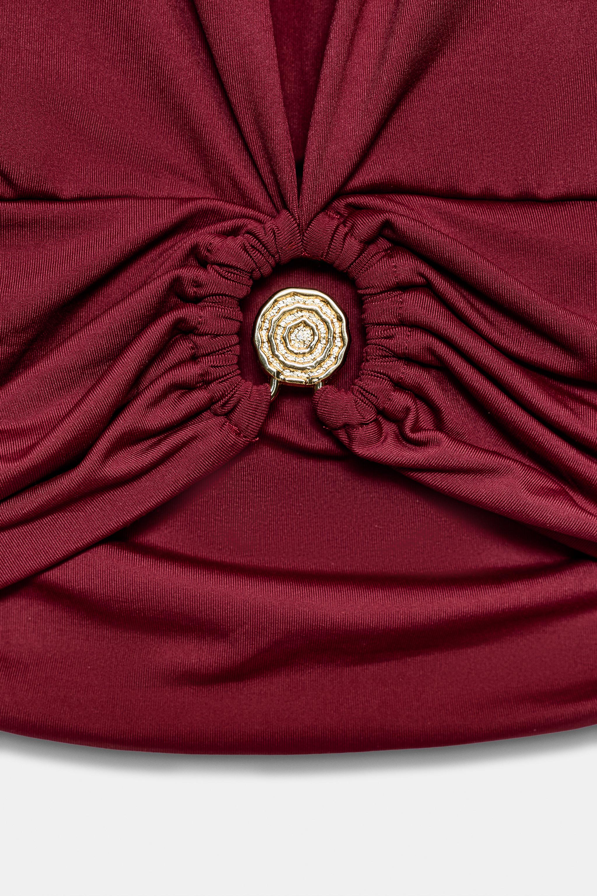 DRAPED POLYAMIDE TOP WITH HARDWARE